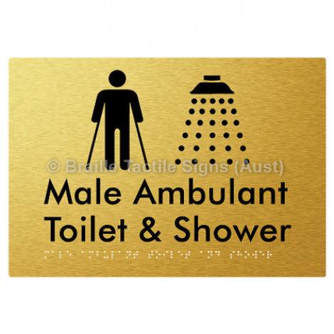 Braille Sign Male Ambulant Toilet & Shower - Braille Tactile Signs Aust. - BTS231-aliG - Custom Signs - Fast Shipping - High Quality - Australian Made &amp; Owned