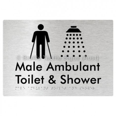 Braille Sign Male Ambulant Toilet & Shower - Braille Tactile Signs Aust. - BTS231-aliB - Custom Signs - Fast Shipping - High Quality - Australian Made &amp; Owned