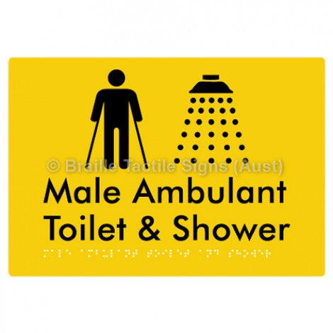 Braille Sign Male Ambulant Toilet & Shower - Braille Tactile Signs Aust. - BTS231-yel - Custom Signs - Fast Shipping - High Quality - Australian Made &amp; Owned