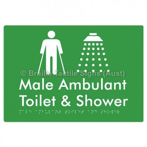 Braille Sign Male Ambulant Toilet & Shower - Braille Tactile Signs Aust. - BTS231-grn - Custom Signs - Fast Shipping - High Quality - Australian Made &amp; Owned