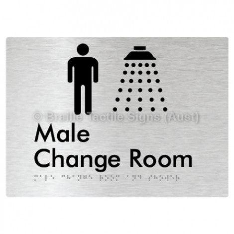 Braille Sign Male Change Room and Shower - Braille Tactile Signs Aust. - BTS375-aliB - Custom Signs - Fast Shipping - High Quality - Australian Made &amp; Owned