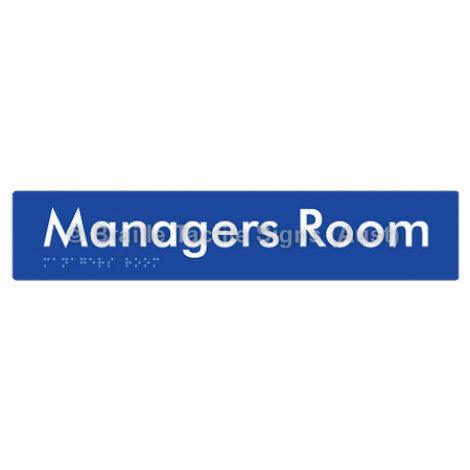 Braille Sign Managers Room - Braille Tactile Signs Aust. - BTS244-blu - Custom Signs - Fast Shipping - High Quality - Australian Made &amp; Owned