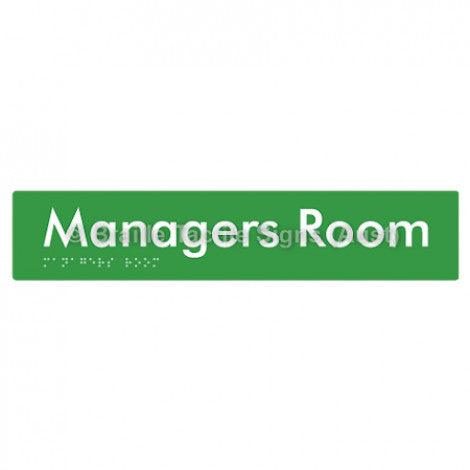 Braille Sign Managers Room - Braille Tactile Signs Aust. - BTS244-grn - Custom Signs - Fast Shipping - High Quality - Australian Made &amp; Owned