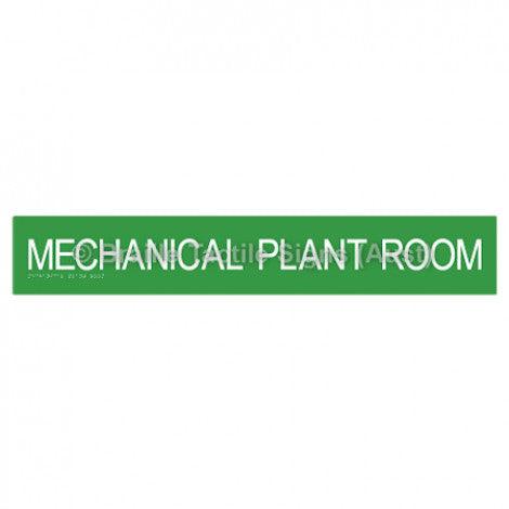 Braille Sign MECHANICAL PLANT ROOM - Braille Tactile Signs Aust. - BTS135-grn - Custom Signs - Fast Shipping - High Quality - Australian Made &amp; Owned