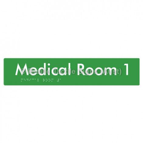 Braille Sign Medical Room 1 - Braille Tactile Signs Aust. - BTS255-01-grn - Custom Signs - Fast Shipping - High Quality - Australian Made &amp; Owned