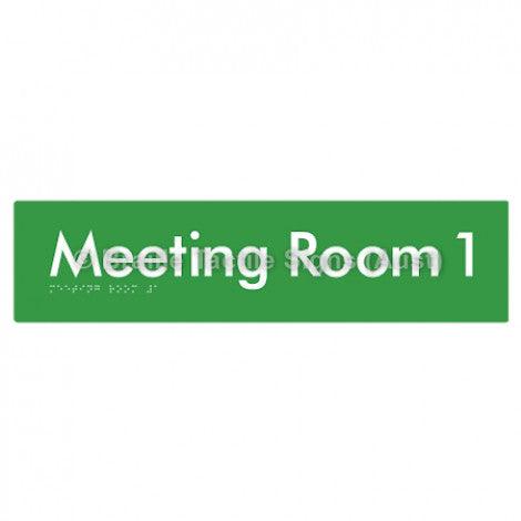 Braille Sign Meeting Room 1 - Braille Tactile Signs Aust. - BTS120-01-grn - Custom Signs - Fast Shipping - High Quality - Australian Made &amp; Owned