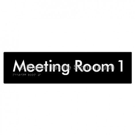 Braille Sign Meeting Room 1 - Braille Tactile Signs Aust. - BTS120-01-blk - Custom Signs - Fast Shipping - High Quality - Australian Made &amp; Owned