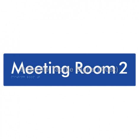 Braille Sign Meeting Room 2 - Braille Tactile Signs Aust. - BTS120-02-blu - Custom Signs - Fast Shipping - High Quality - Australian Made &amp; Owned