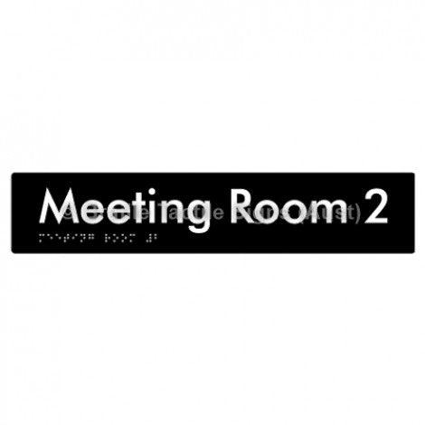 Braille Sign Meeting Room 2 - Braille Tactile Signs Aust. - BTS249-02-blk - Custom Signs - Fast Shipping - High Quality - Australian Made &amp; Owned