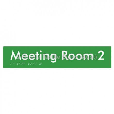 Braille Sign Meeting Room 2 - Braille Tactile Signs Aust. - BTS249-02-grn - Custom Signs - Fast Shipping - High Quality - Australian Made &amp; Owned