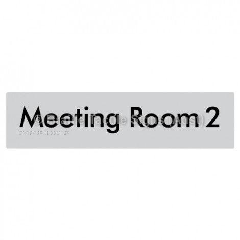 Braille Sign Meeting Room 2 - Braille Tactile Signs Aust. - BTS120-02-slv - Custom Signs - Fast Shipping - High Quality - Australian Made &amp; Owned