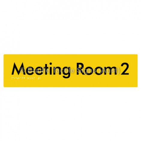 Braille Sign Meeting Room 2 - Braille Tactile Signs Aust. - BTS120-02-yel - Custom Signs - Fast Shipping - High Quality - Australian Made &amp; Owned