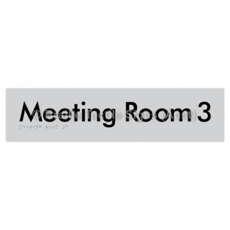 Braille Sign Meeting Room 3 - Braille Tactile Signs Aust. - BTS120-03-slv - Custom Signs - Fast Shipping - High Quality - Australian Made &amp; Owned