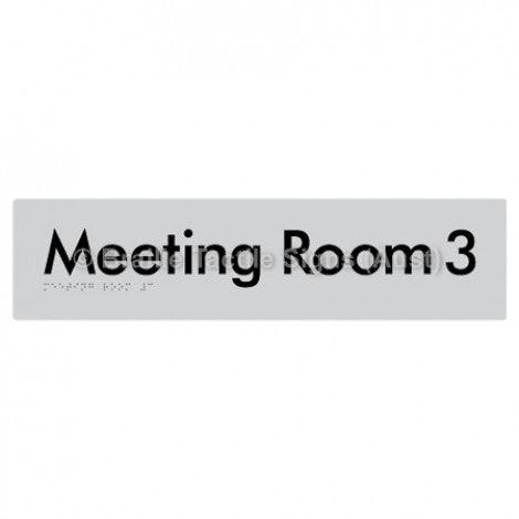 Braille Sign Meeting Room 3 - Braille Tactile Signs Aust. - BTS120-03-slv - Custom Signs - Fast Shipping - High Quality - Australian Made &amp; Owned