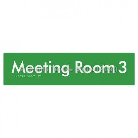 Braille Sign Meeting Room 3 - Braille Tactile Signs Aust. - BTS120-03-blu - Custom Signs - Fast Shipping - High Quality - Australian Made &amp; Owned