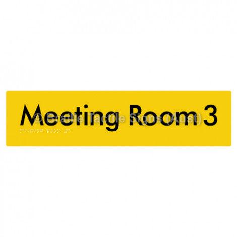 Braille Sign Meeting Room 3 - Braille Tactile Signs Aust. - BTS120-03-yel - Custom Signs - Fast Shipping - High Quality - Australian Made &amp; Owned