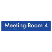 Braille Sign Meeting Room 4 - Braille Tactile Signs Aust. - BTS249-04-blu - Custom Signs - Fast Shipping - High Quality - Australian Made &amp; Owned