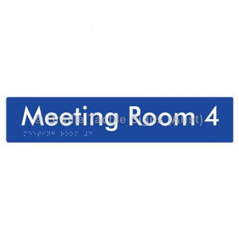 Braille Sign Meeting Room 4 - Braille Tactile Signs Aust. - BTS249-04-blu - Custom Signs - Fast Shipping - High Quality - Australian Made &amp; Owned