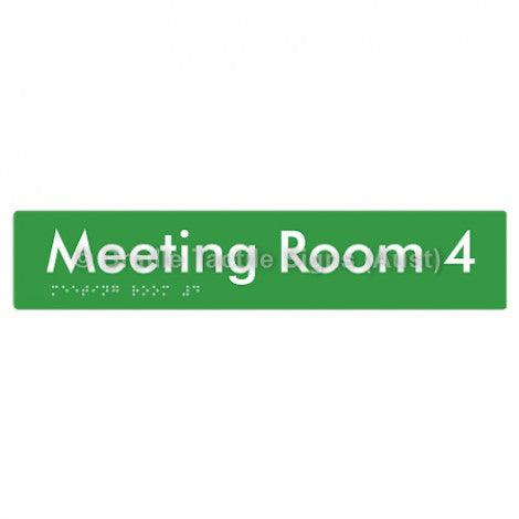 Braille Sign Meeting Room 4 - Braille Tactile Signs Aust. - BTS249-04-grn - Custom Signs - Fast Shipping - High Quality - Australian Made &amp; Owned