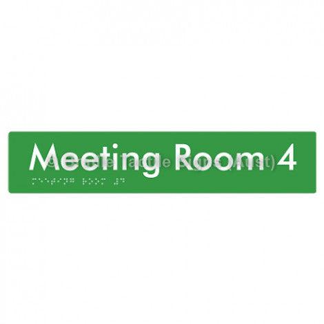 Braille Sign Meeting Room 4 - Braille Tactile Signs Aust. - BTS249-04-grn - Custom Signs - Fast Shipping - High Quality - Australian Made &amp; Owned