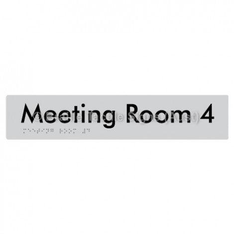 Braille Sign Meeting Room 4 - Braille Tactile Signs Aust. - BTS249-04-slv - Custom Signs - Fast Shipping - High Quality - Australian Made &amp; Owned