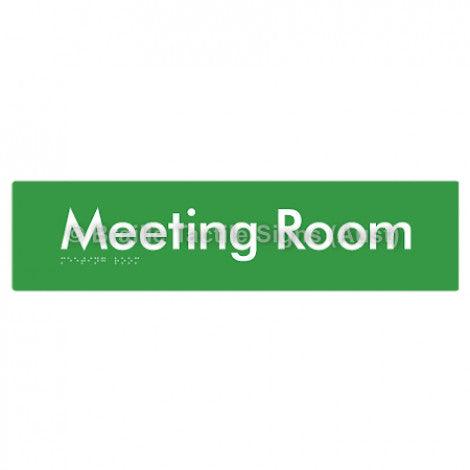 Braille Sign Meeting Room - Braille Tactile Signs Aust. - BTS120-grn - Custom Signs - Fast Shipping - High Quality - Australian Made &amp; Owned