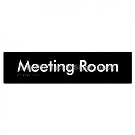 Braille Sign Meeting Room - Braille Tactile Signs Aust. - BTS120-blk - Custom Signs - Fast Shipping - High Quality - Australian Made &amp; Owned