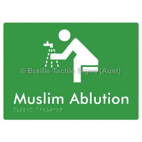 Braille Sign Muslim Ablution - Braille Tactile Signs Aust. - BTS316-grn - Custom Signs - Fast Shipping - High Quality - Australian Made &amp; Owned