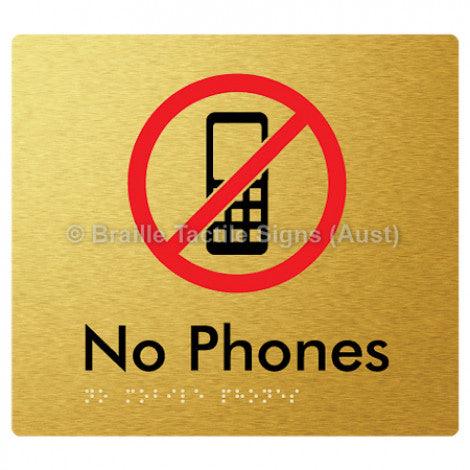 Braille Sign No Mobile Phones - Braille Tactile Signs Aust. - BTS277-aliG - Custom Signs - Fast Shipping - High Quality - Australian Made &amp; Owned