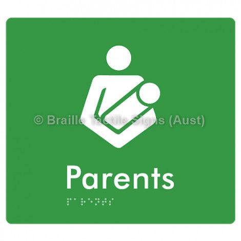 Braille Sign Parents - Braille Tactile Signs Aust. - BTS154-grn - Custom Signs - Fast Shipping - High Quality - Australian Made &amp; Owned