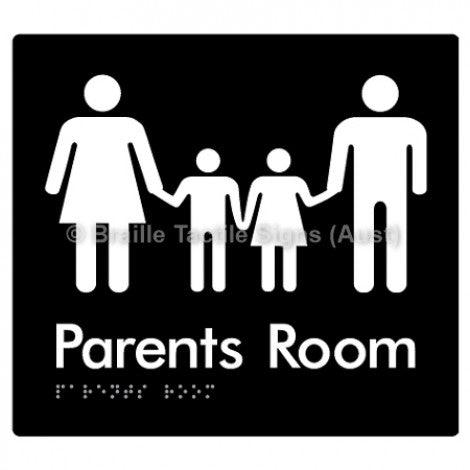 Braille Sign Parents Room - Braille Tactile Signs Aust. - BTS36-blk - Custom Signs - Fast Shipping - High Quality - Australian Made &amp; Owned