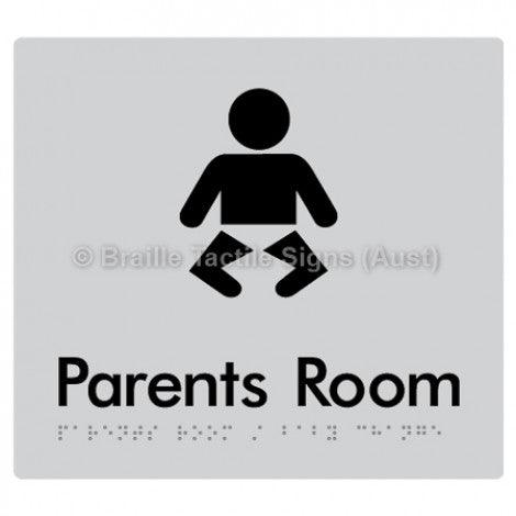 Braille Sign Parents Room/Baby Change - Braille Tactile Signs Aust. - BTS71-slv - Custom Signs - Fast Shipping - High Quality - Australian Made &amp; Owned