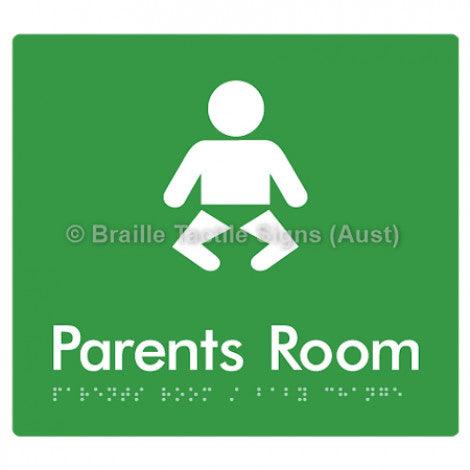 Braille Sign Parents Room/Baby Change - Braille Tactile Signs Aust. - BTS71-grn - Custom Signs - Fast Shipping - High Quality - Australian Made &amp; Owned