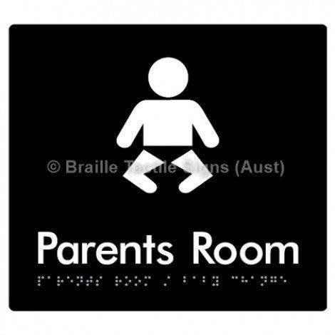 Braille Sign Parents Room/Baby Change - Braille Tactile Signs Aust. - BTS71-blk - Custom Signs - Fast Shipping - High Quality - Australian Made &amp; Owned