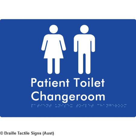 Braille Sign Patient Unisex Toilet Changeroom - Braille Tactile Signs Aust. - BTS102-blu - Custom Signs - Fast Shipping - High Quality - Australian Made &amp; Owned