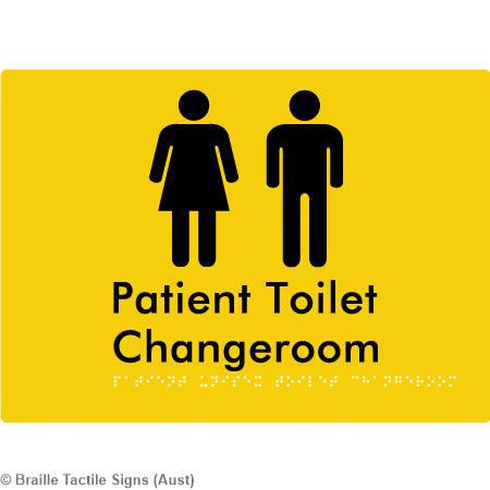 Braille Sign Patient Unisex Toilet Changeroom - Braille Tactile Signs Aust. - BTS102-yel - Custom Signs - Fast Shipping - High Quality - Australian Made &amp; Owned