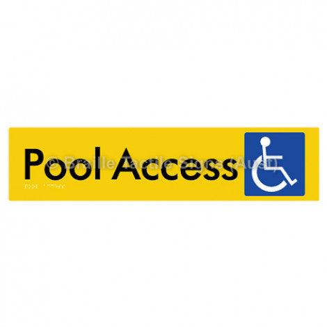 Braille Sign Pool Access - Braille Tactile Signs Aust. - BTS170-yel - Custom Signs - Fast Shipping - High Quality - Australian Made &amp; Owned