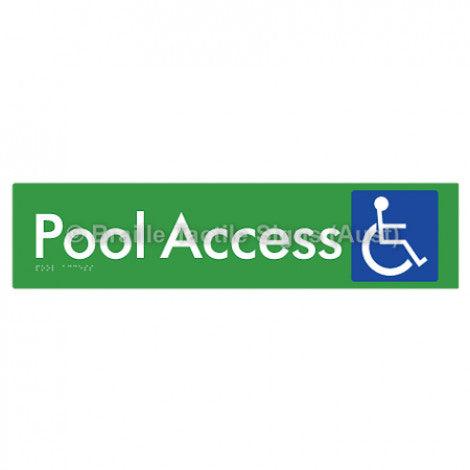 Braille Sign Pool Access - Braille Tactile Signs Aust. - BTS170-grn - Custom Signs - Fast Shipping - High Quality - Australian Made &amp; Owned