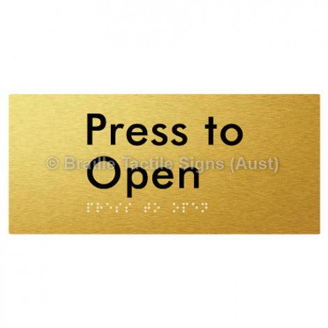 Braille Sign Press to Open - Braille Tactile Signs Aust. - BTS164-aliG - Custom Signs - Fast Shipping - High Quality - Australian Made &amp; Owned