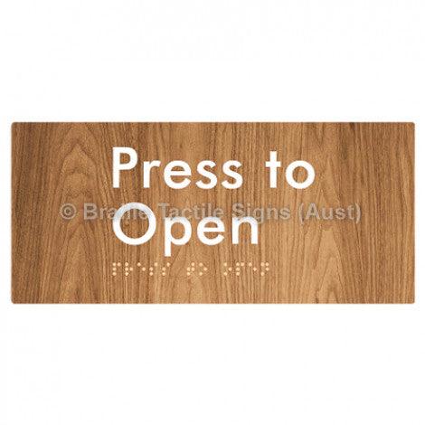 Braille Sign Press to Open - Braille Tactile Signs Aust. - BTS164-wdg - Custom Signs - Fast Shipping - High Quality - Australian Made &amp; Owned