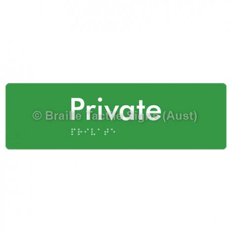 Braille Sign Private - Braille Tactile Signs Aust. - BTS22-grn - Custom Signs - Fast Shipping - High Quality - Australian Made &amp; Owned