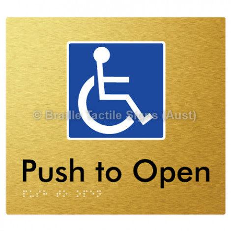 Braille Sign Push to Open - Braille Tactile Signs Aust. - BTS242-aliG - Custom Signs - Fast Shipping - High Quality - Australian Made &amp; Owned
