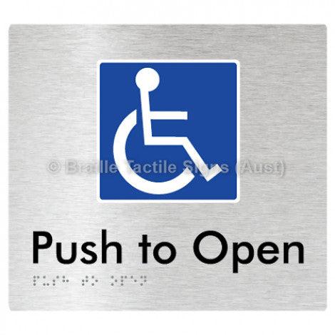 Braille Sign Push to Open - Braille Tactile Signs Aust. - BTS242-aliB - Custom Signs - Fast Shipping - High Quality - Australian Made &amp; Owned