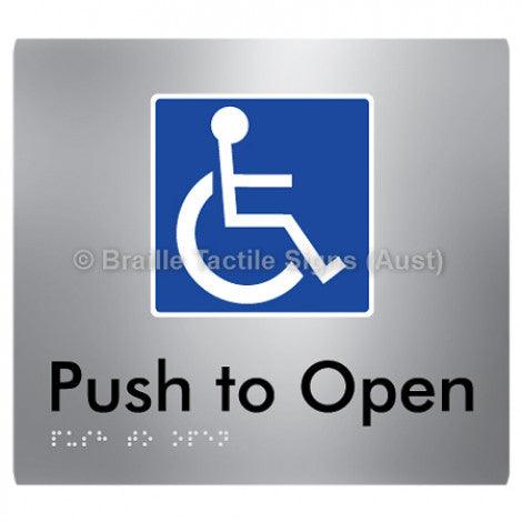 Braille Sign Push to Open - Braille Tactile Signs Aust. - BTS242-aliS - Custom Signs - Fast Shipping - High Quality - Australian Made &amp; Owned