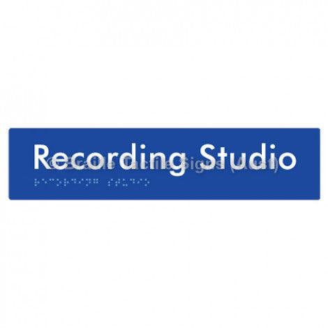 Braille Sign Recording Studio - Braille Tactile Signs Aust. - BTS241-blu - Custom Signs - Fast Shipping - High Quality - Australian Made &amp; Owned