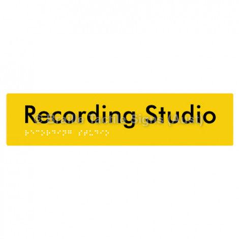 Braille Sign Recording Studio - Braille Tactile Signs Aust. - BTS241-yel - Custom Signs - Fast Shipping - High Quality - Australian Made &amp; Owned