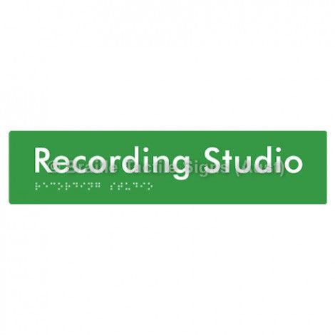 Braille Sign Recording Studio - Braille Tactile Signs Aust. - BTS241-grn - Custom Signs - Fast Shipping - High Quality - Australian Made &amp; Owned