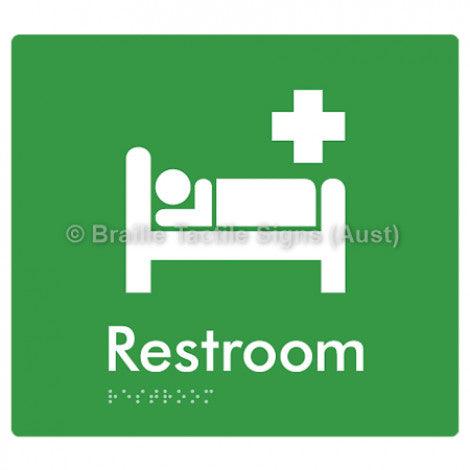 Braille Sign Restroom - Braille Tactile Signs Aust. - BTS116-grn - Custom Signs - Fast Shipping - High Quality - Australian Made &amp; Owned