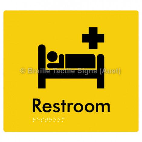 Braille Sign Restroom - Braille Tactile Signs Aust. - BTS116-yel - Custom Signs - Fast Shipping - High Quality - Australian Made &amp; Owned