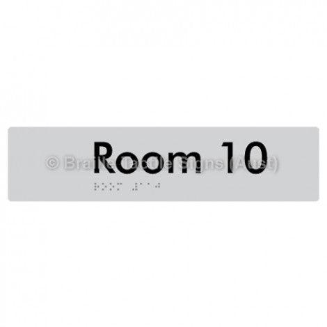 Braille Sign Room 10 - Braille Tactile Signs Aust. - BTS248-10-slv - Custom Signs - Fast Shipping - High Quality - Australian Made &amp; Owned